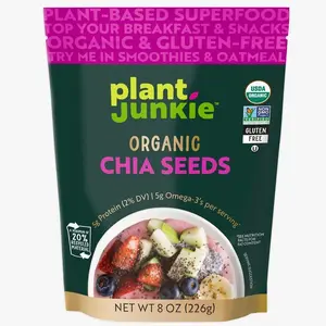 Plant Junkie Organic Chia Seeds, 8oz, USDA Organic, Non-GMO, Gluten Free, Kosher, 37% DV of Fiber, for Smoothies, Baking & More