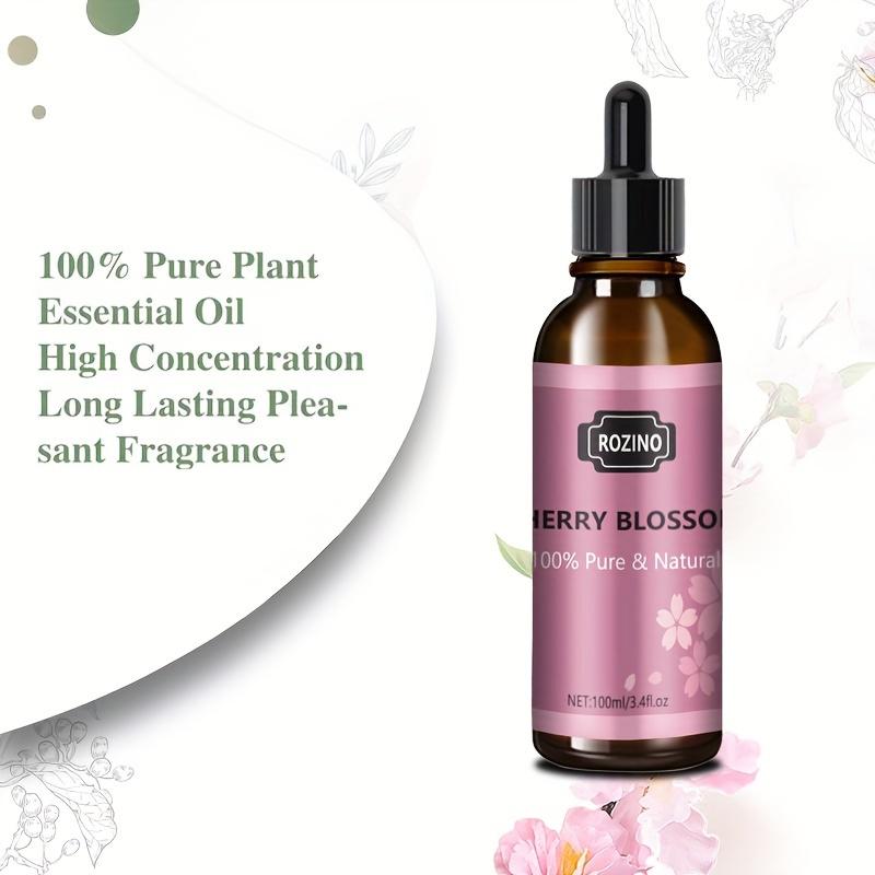 Rozino Natural Cherry Blossom Essential Oil 100ml Pure Floral Scent Oil for Face Skin Body Care and Relaxing Massage