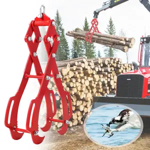 36In 4-Claw Timber Log Lifting Grabber, Heavy-Duty Logging Tool with Anti-Slip Wooden-Steel Construction, Heavy-Duty Grip for Tractors, Skidders