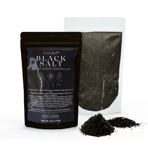 Herbalista Black Salt Cleanser - 5oz (141G) Sal Negra Para Brujeria, Wiccan Supplies for Rituals & Purification, Premium Previously Consecrated Bath & Body Spiritual Item