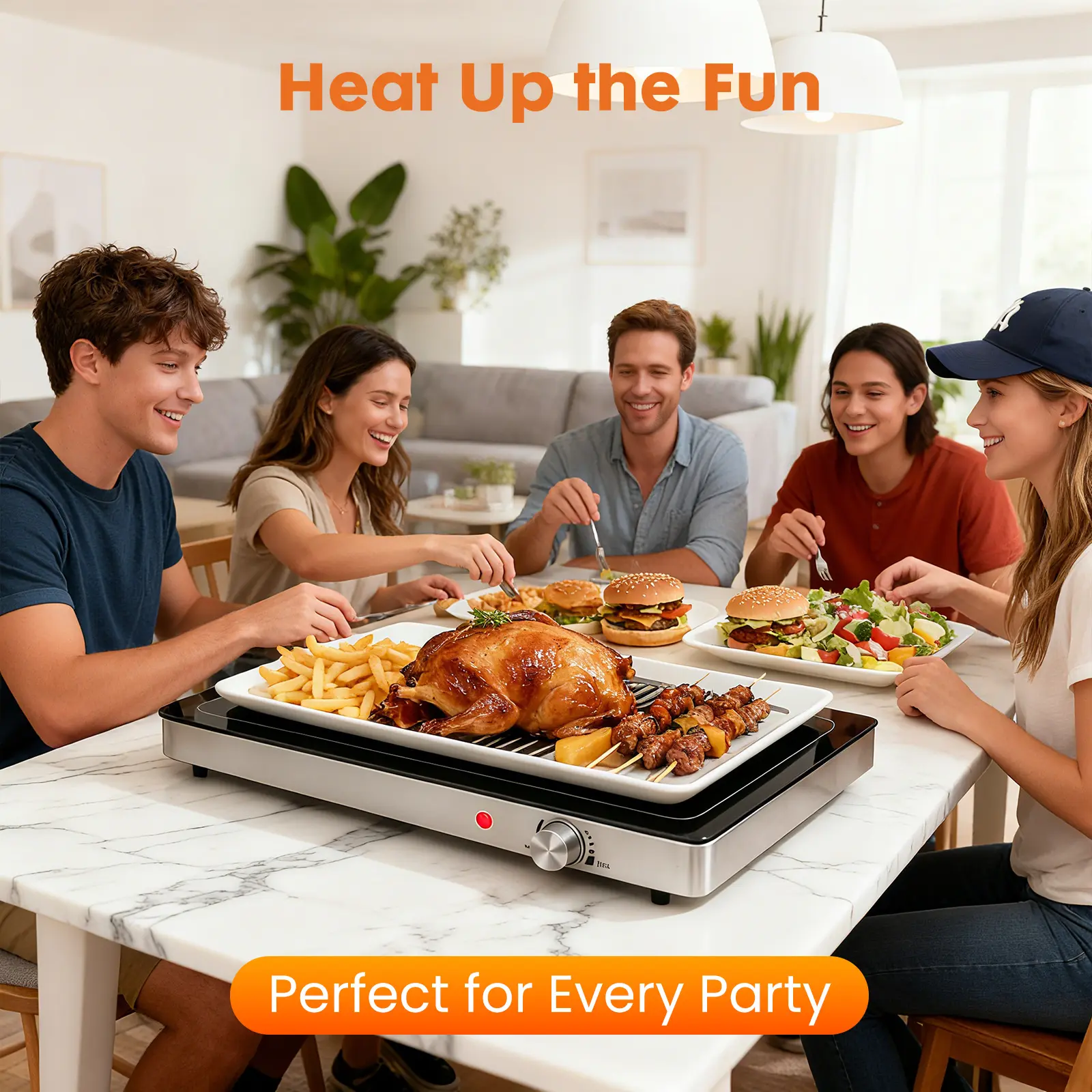 Sweetcrispy 5QT Stainless Steel Chafing Dish Buffet Warmer Set - Temperature Control Knob Warming Tray, Portable, Overheat Protection, Easy to Clean, Dishwasher Safe Kitchen Serving Ware for Weddings, Casual Gatherings, Every Party