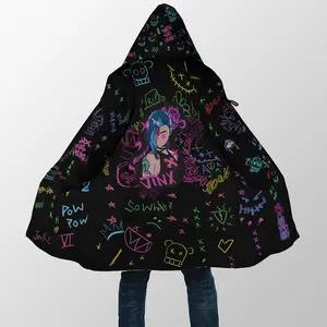 Jinx Arcane Cloak Coat, Movie Arcane LOL Men's Women's Hooded Coat, Fleece Jackets Coats, Gift For Men And Women
