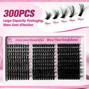 ColMagic DIY Mixed Eyelashes Kit 10-18mm 60D/80D/100D Curls 300 Clusters Waterproof Hypoallergenic Lightweight for Natural No-Makeup Look Daily Wear Cosmetic Gentle soft fluffy volume  fans