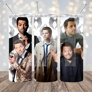 Supernatural Castiel 20 oz Tumbler SPN Misha Collins Drinkware Cup Beverage Insulated Perfect Gift