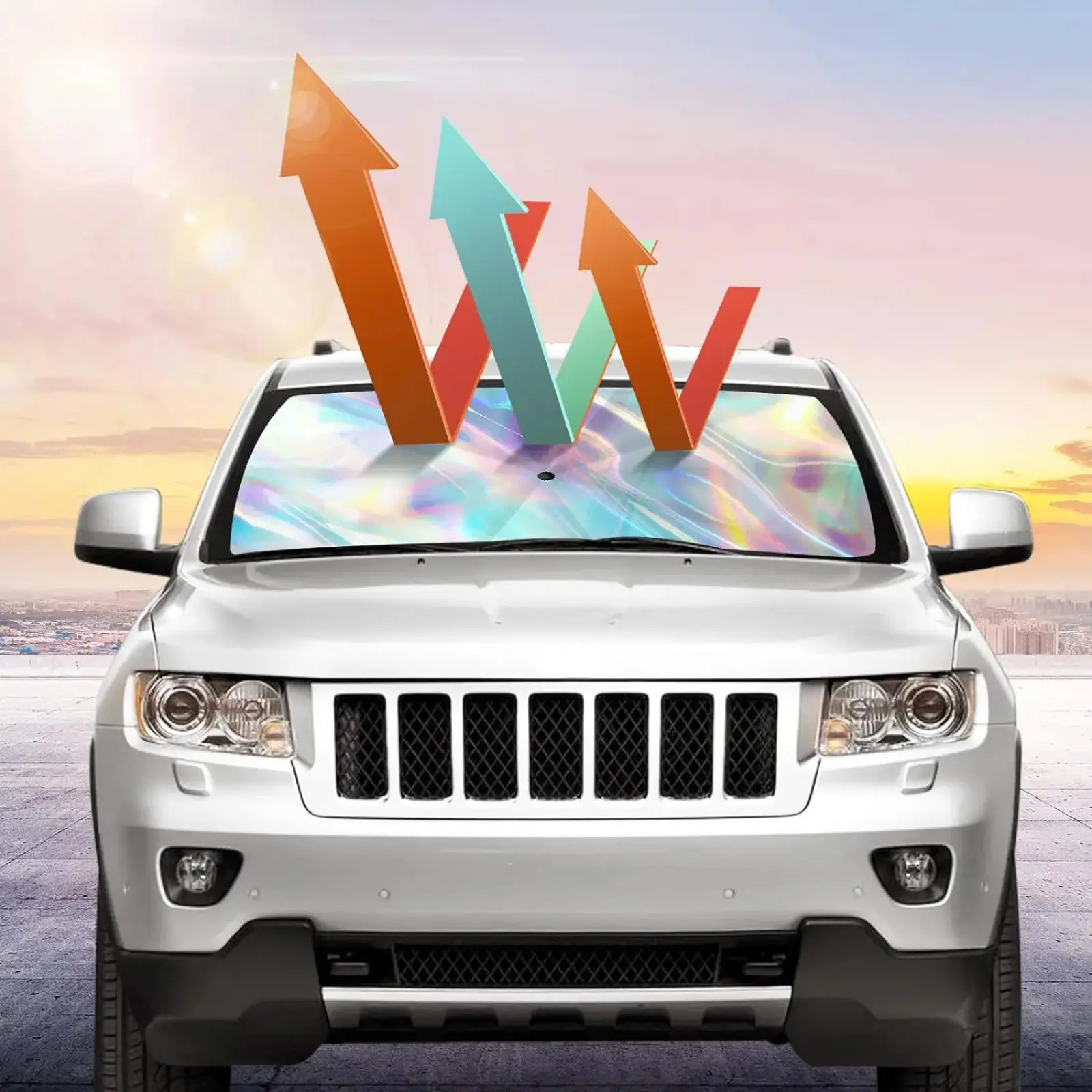 Laser Car Windshield Sun Shade - UV Protective Windscreen Cover, Car Window Blocker for Sedan, SUVs, MPVs, Cool Reflector for Interior Protection, Uv Protective Sunshade, Windscreen Shade Cover, Car Window Shades