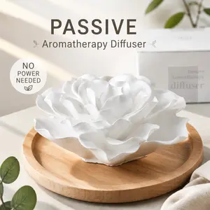 Essential Oil Diffuser, Mini Ceramic Aromatherapy Diffuser with Rose Design for Desk, Office, Bedroom, Bathroom and Home Decor, Small Waterless Oil Diffuser Gift for Relaxation, Fragrance and Daily Aromatherapy