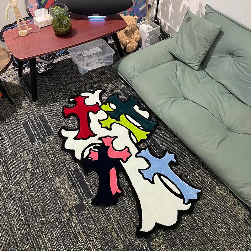 Carpet American Trendy Brand Irregular Household European and American Light Luxury Creative Bedside Bedroom Floor Mat NONE