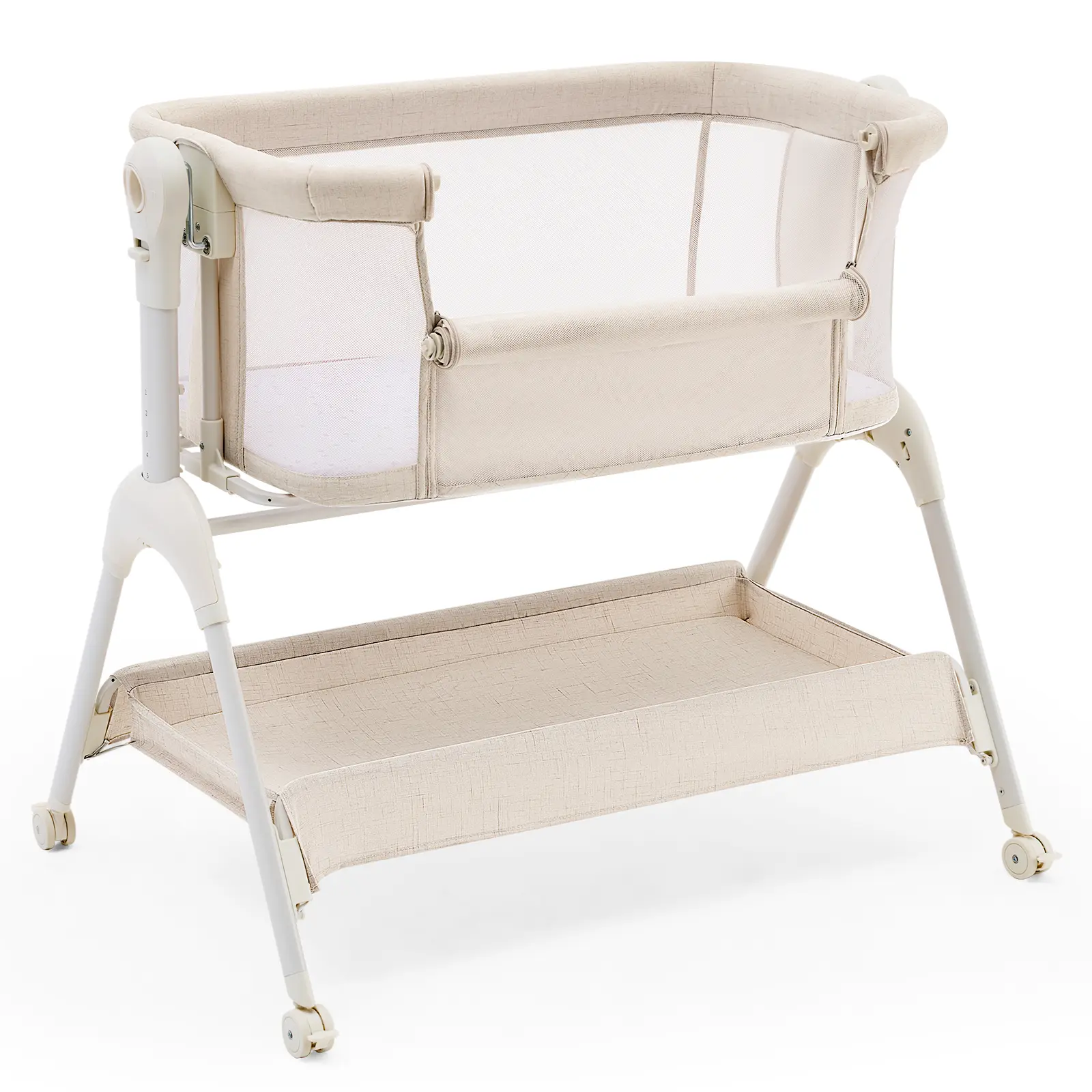HARPPA 3-in-1 Cuddly Rocking Bassinet, Bedside Crib Sleeper for Baby with Breathable Mesh, 5 Adjustable Heights, Large Storage & Water-Resist Pad, Safe Sleep Bed, Baby Items, Newborn Baby