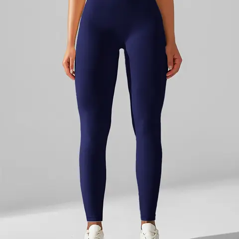 Women's Ribbed Seamless Knitting High-Waisted Slim Fit Soft Fabric Workout Yoga Pants - Tummy Control, Glute Enhancing Activewear Bottoms for Yoga, Gym