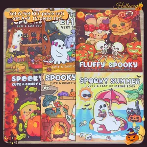 Halloween-Themed Coloring Book Set, Creative Craft Kit, 3-6 Pieces, Rich Patterns, Enjoy Drawing Process, Stress Relief Art, Perfect Gift for Holidays