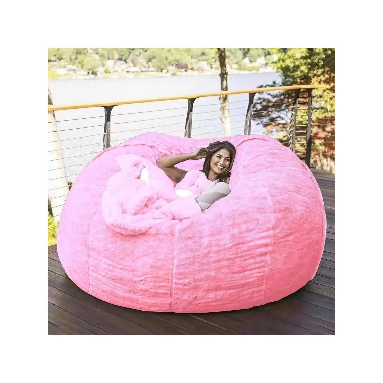 1pc Portable Foldable Multi-Functional Simple Plush Bean Bag Slouchy Sofa Chair (Cover Only, No Filling), Living Room, Multi-Color, Washable, Adult Si