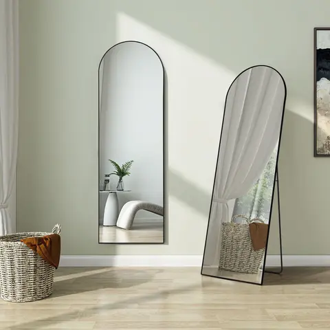 CONCETTA 2 size Arched Full Length Mirror, Full Body Standing Mirror Floor Mirrors, Black and gold