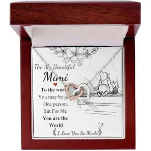 Interlocking Heart Necklace for Mimi on Mothers Day, Christmas Gift  Minimalist Jewelry, Elegant Silver Necklace, Trendy Women’s Accessory, Perfect for Daily Wear