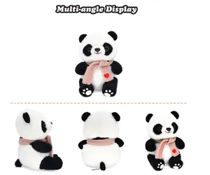 9.8'' Panda Dolls with Love Heart Scarf, Soft Stuffed Plush Animal Toys Plushies Valentines Day Decor Birthday Gifts for Her/Girlfriend Lover Mom Kids (Pink)