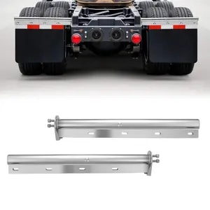 VEVOR Chrome Straight Spring Loaded Mud Flap Hangers, 1-1/8 Bolt Spacing Mudflap Hangers for Semi Trucks, 1 Pair Heavy Duty Semi Truck Mud Flap Hanger Set with Reflective Strips, Silver