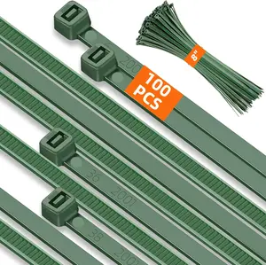 8 Inch PA66 Green Zip Ties, 100 Pcs 3.6Mm Heavy Duty Plastic Wire Ties with 45 Lbs, Premium Self-Locking Nylon Cable Ties Decoration Tie Wraps for Christmas Tree Gardening Fence Plants Grid Wall Idemeet