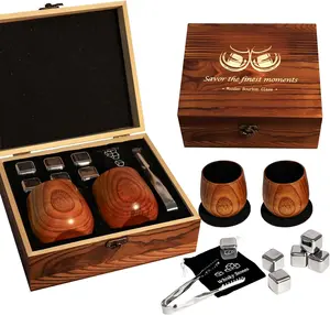 Charred Oak Whiskey Glasses Set - The Ultimate Father's Day Gift for Dad, Premium Handcrafted Bourbon Tumblers, Perfect Birthday & Retirement Presents for Men Who Love Whiskey