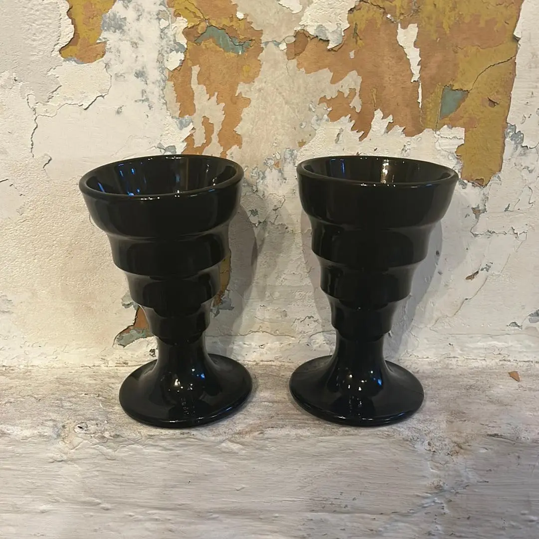 Vintage Black Glass Set - Set of 2