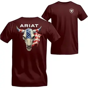 Ariat Tshirt With Bold Bull Skull Design, Unisex Tshirt, Unisex Shirt, Ariat Tshirt, Ariat Tshirt Cotton Menswear Menswear Menswear Menswear Menswear