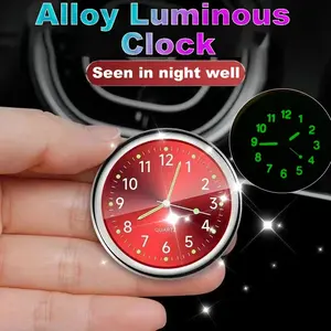 2pcs Mini Luminous Car Clock Automobiles Internal Stick-On Watch Mechanics Quartz Clocks Auto Ornament 40/43mm Mini Digital Clock