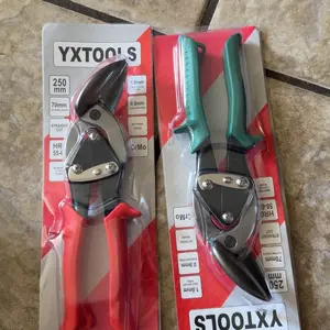 6510c Right and Left Angled Tin Cutting Aviation Snips Set with Forged Blade and Kush'n-Power Comfort Grips