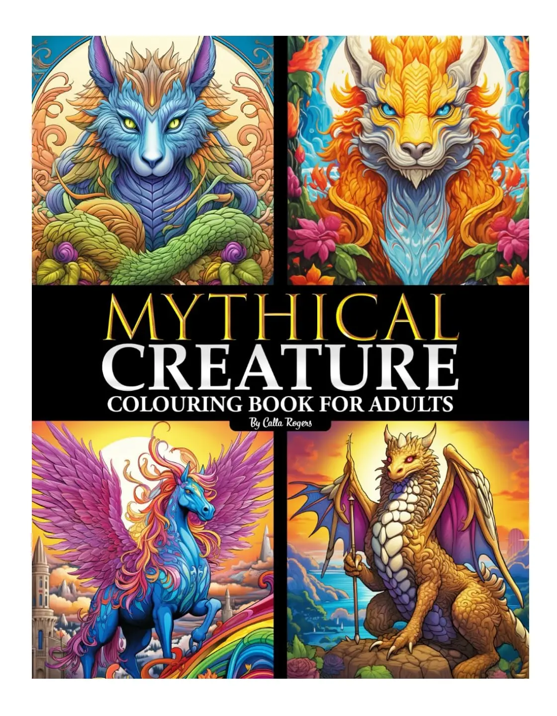 Mythical Creatures Adult Coloring Book: Diverse Activity Book with Dragons and Global Mythological Illustrations for Adults, Adult Coloring Books