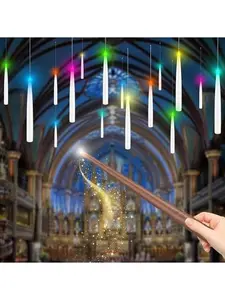 Flameless Candles with Magic Wand Remote for Christmas Decor 6.6" Floating Candles Battery Operated Hanging Window Candles Flickering Electric LED Candle for Christmas Halloween Decorations