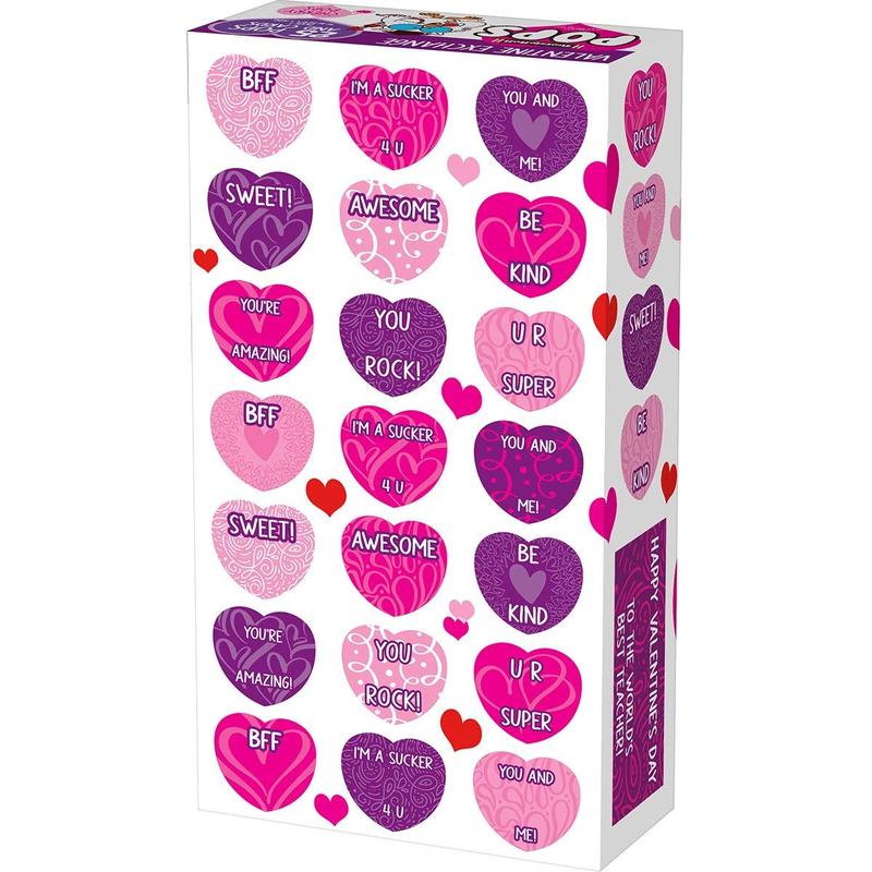 Tootsie Pop Valentine Exchange Kit – 25 Cherry Lollipops with Friendship & Teacher Cards, Fun Classroom & Party Favors, 15.6oz Box