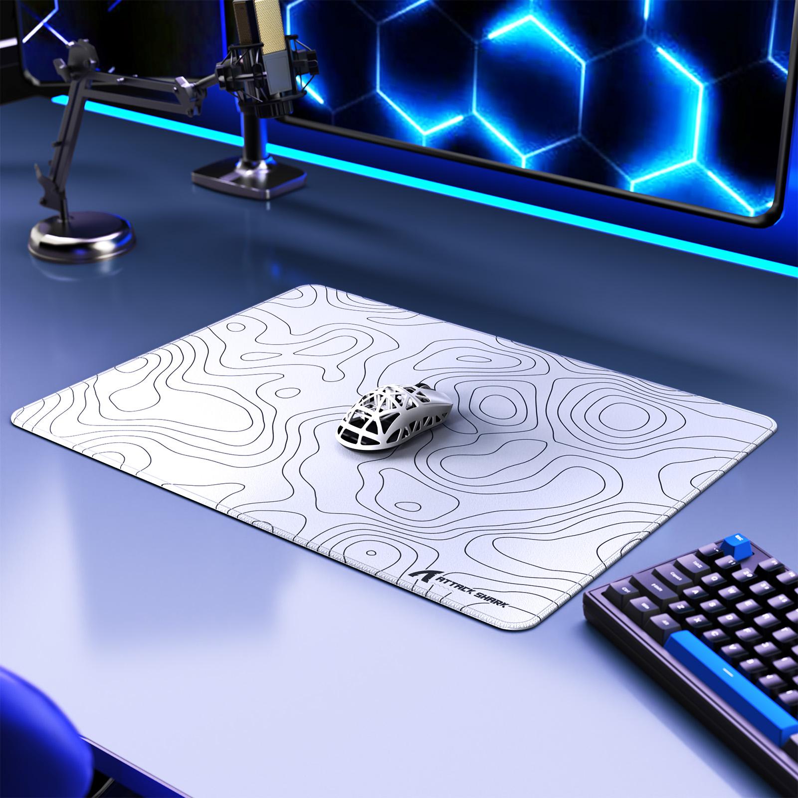 ATTACK SHARK CM02SE Gaming Mouse Pad, Non-Woven Texture Surface, Anti-Slip Rubber Base, Anti-Fraying Stitching Portable Mouse Mat for Mac/PC/Laptop Office&Gaming Accessories 410 * 310 * 4mm White