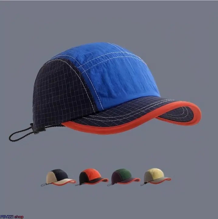 Streetwear Color Block 5-Panel Cap for Men & Women - Adjustable, Stylish Graffiti Print & Quick-Dry Athletic Hat, Adjustable Stylish Hat, Athletic Hats