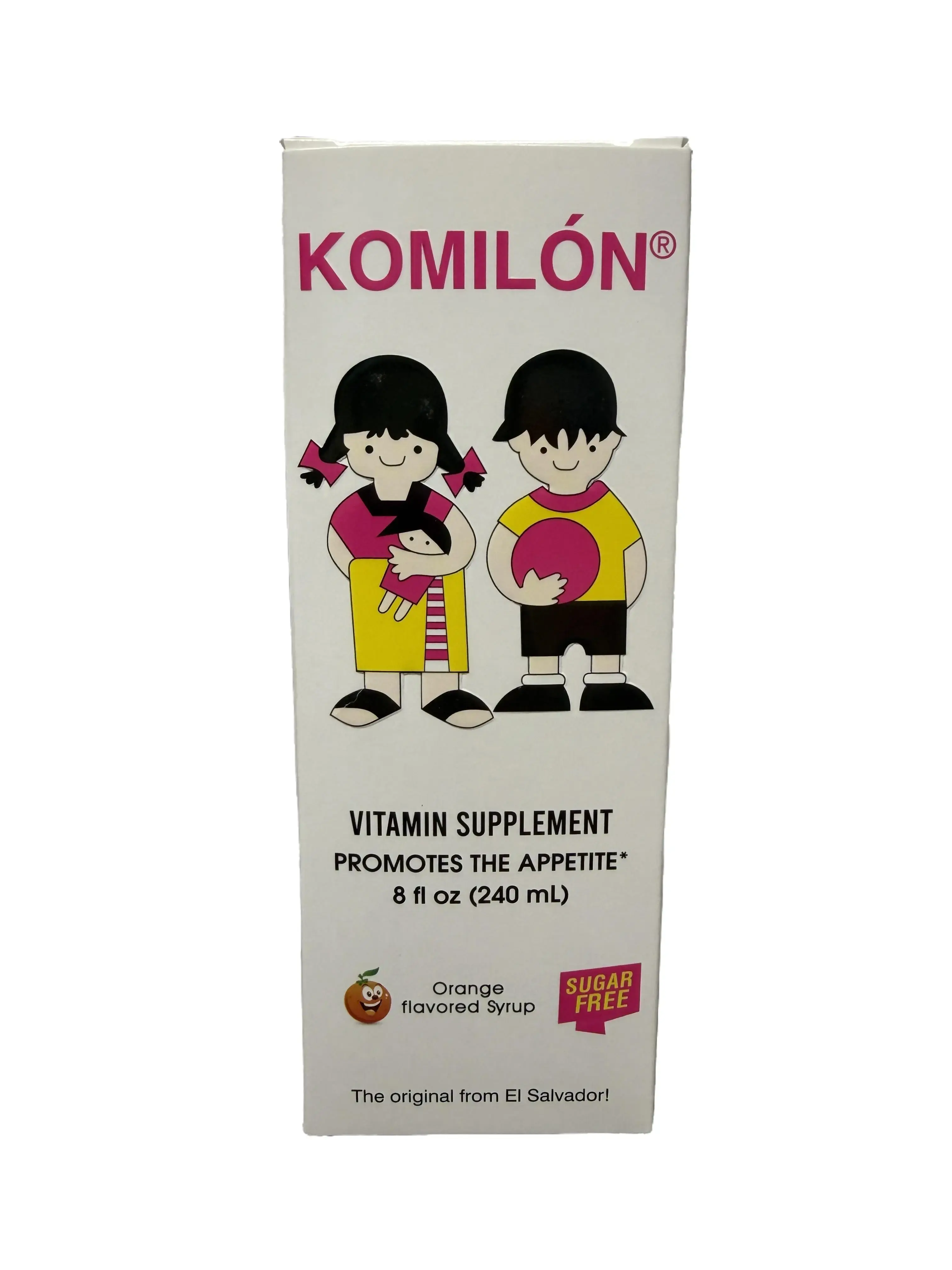 Komilon Sugar-Free Orange-Flavored Vitamin Supplement Syrup (240mL) - Original from El Salvador, Dietary Healthcare Product