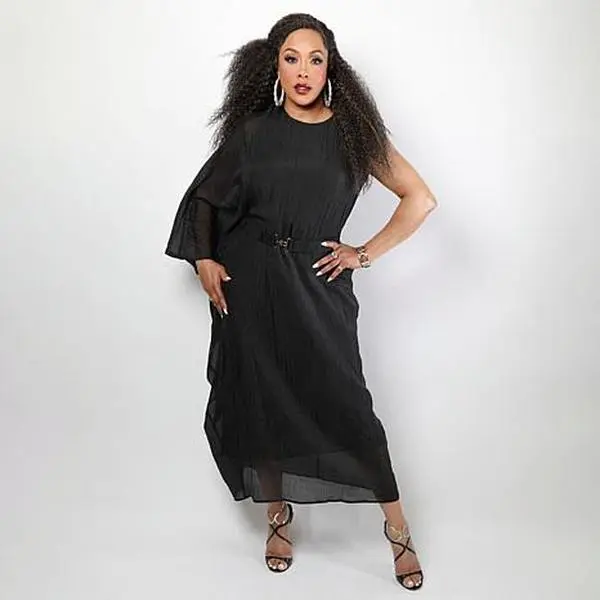 Vivica A. Fox Collection Textured Gauze One-Sleeve Dress