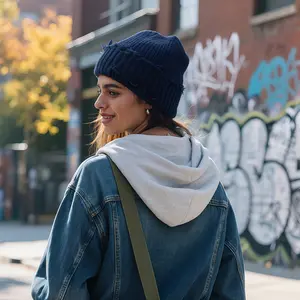 Vintage Knitted Hat - Elastic Wool Hat, Tear Effect, Soft Neutral Colors (Off-White, Gray, Navy Blue, Pink, Purple) - Unisex Lightweight Warm Headwear - Street Style, Thanksgiving Daily Wear - Easy to Hand Wash, Fashion Accessory, Retro Texture, Casual St