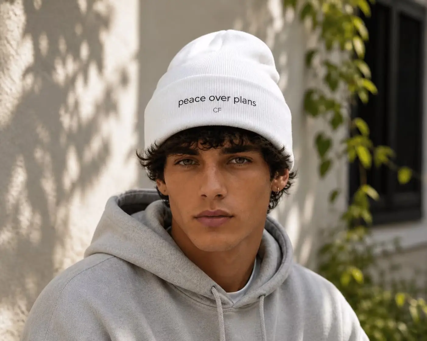 Unisex Pink Cuffed Beanie Hat - "Peace Over Plans" Minimal Embroidery, Soft Durable Fabric, Structured Fitted Shape, Clean Look, Built for Repeat Wear Fashion Accessory