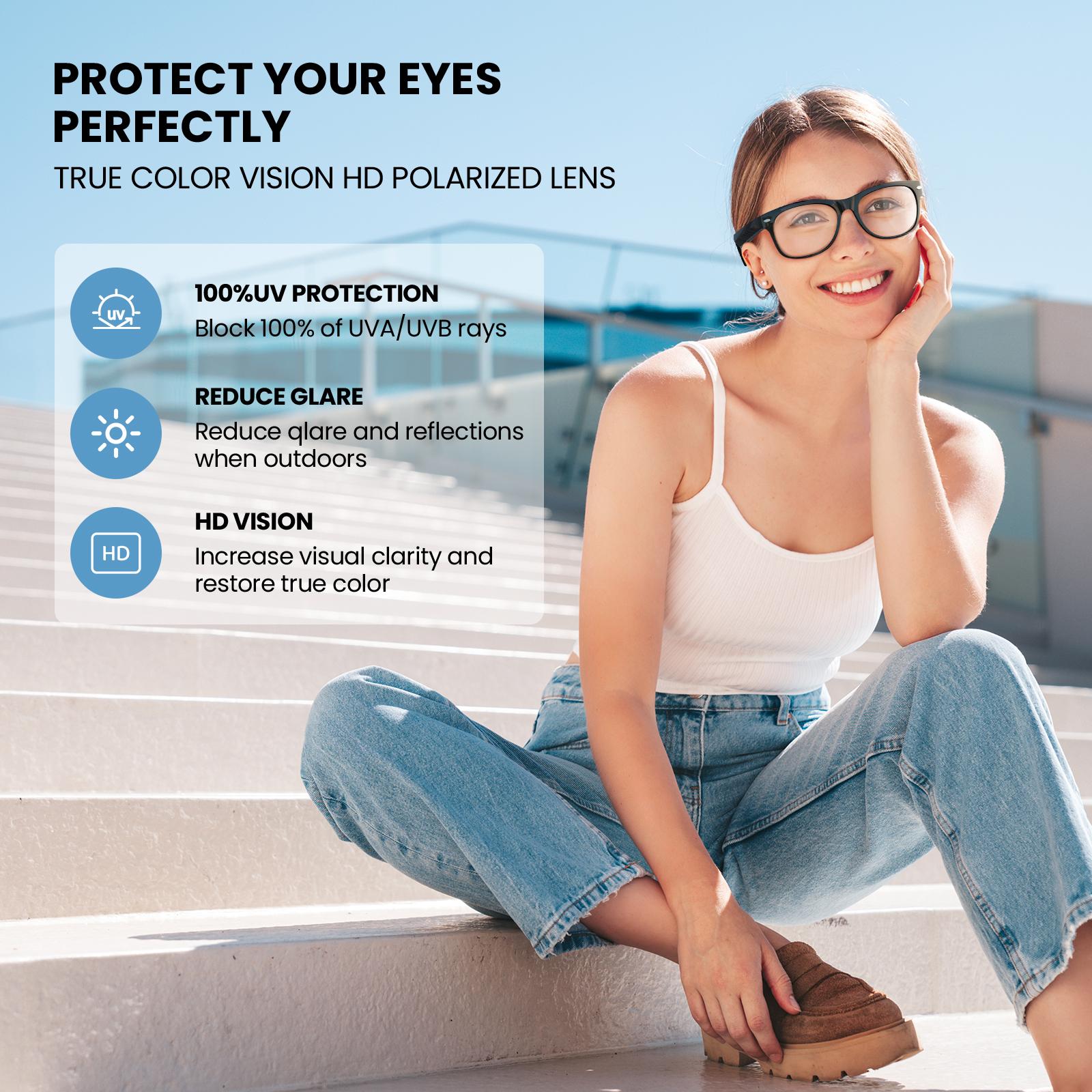 WeariQ Blue Light Blocking Smart Glasses & Smart Sunglasses ,AI Bluetooth Translation Smart Glasses-Supports Google Translate & ChatGPT, Built-in Mic & Speakers, HD Calling, 10H Music, Wireless Wearable,For Sports&Travel,Digital Eye Strain Relief,Driving