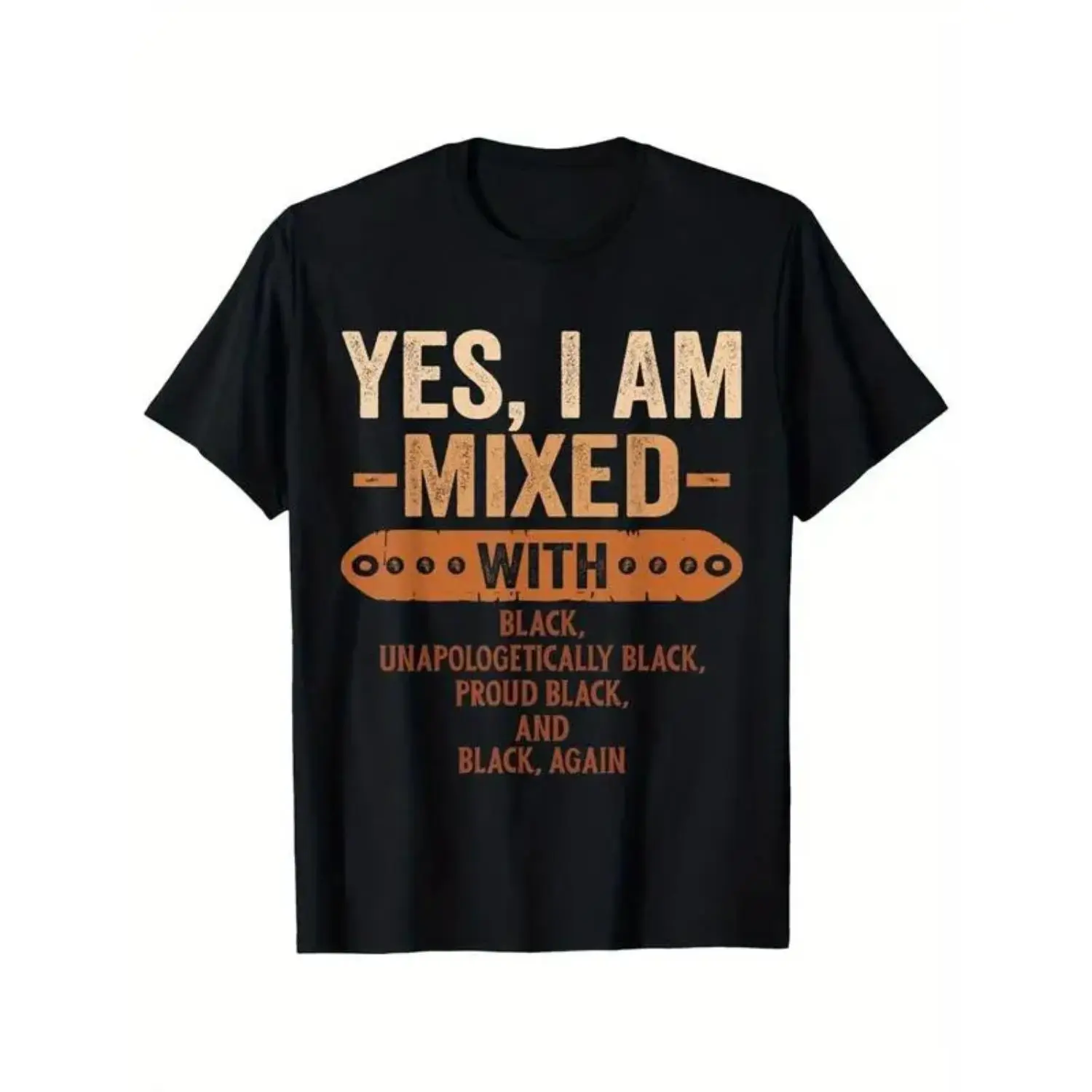 Yes I Am Mixed Black History Month BLM Melanin T Shirt Unisex Loose Fit Short Sleeve Casual Comfortable 100 Cotton Geometric Print Machine Washable