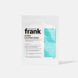 Excuse My Frank Hydro Calming Sheet Mask (25ml/0.84fl.oz) - Unisex Adult Moisturizer, Single Item, with Centella Asiatica Extract for Hydrating Dry Skin, Moisture-Boosting Quick Soothing Treatment