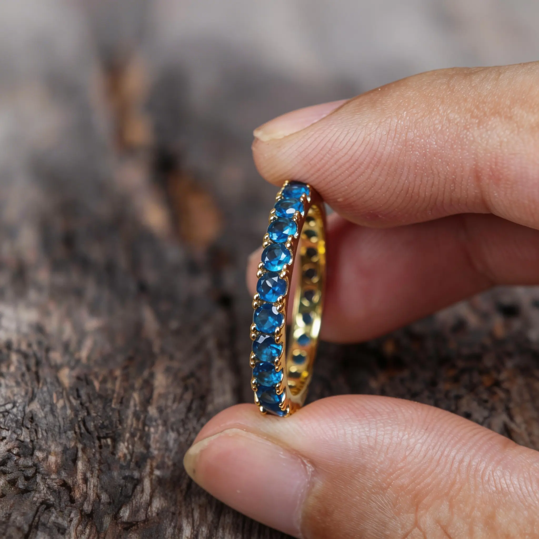 Sparkling December Blue Topaz Birthstone Ring - Birthstone Gems, Fashion Costume Jewelry Accessory for Everyday Wear