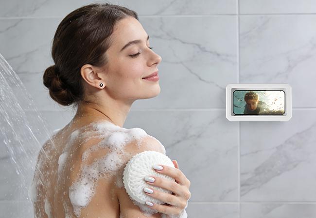 【Free delivery】Hibbent Shower Phone Holder Waterproof - 480° Rotatable Retractable Adjustable Shower iPhone Case Holder, Bathroom Wall Phone Mount Stand Water Proof Anti Fog, Accessories for 4-7" Cellphones