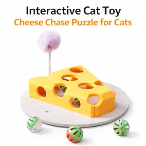 Cat Puzzle Toy with Balls & Spring Teaser – Felt Cat Toy Box for Indoor Cats, Suction Cup Base, Treat Puzzle for Solo Play, Mental Stimulation, Self Play, Hunting & Enrichment