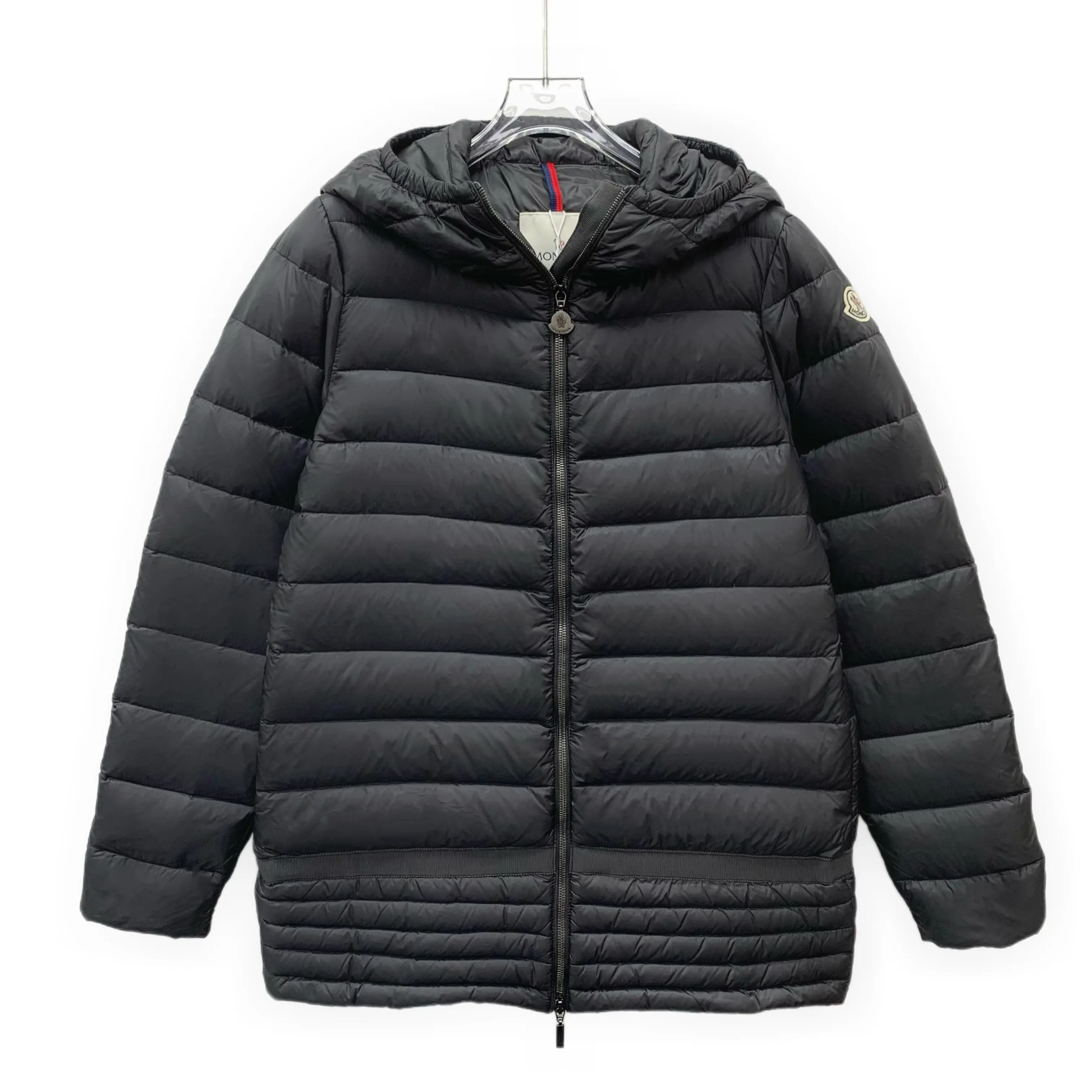 RDLT-Moncler size 2 Narlay Black Logo-Patch Hooded Zip Long Sleeve Down Jacket-H28079