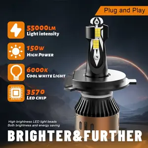 2pcs H11 9005 Night Driving Safety LED Headlight Bulbs, Sharper Cut-off Beam, 55000LM High Lumen High Visibility, Weather Resistant Car Lights, Professional Lighting for SUV and Trucks
