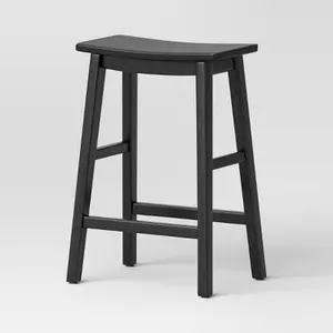 Modern All Wood Counter Height Barstool Black - Threshold: Chic, Backless