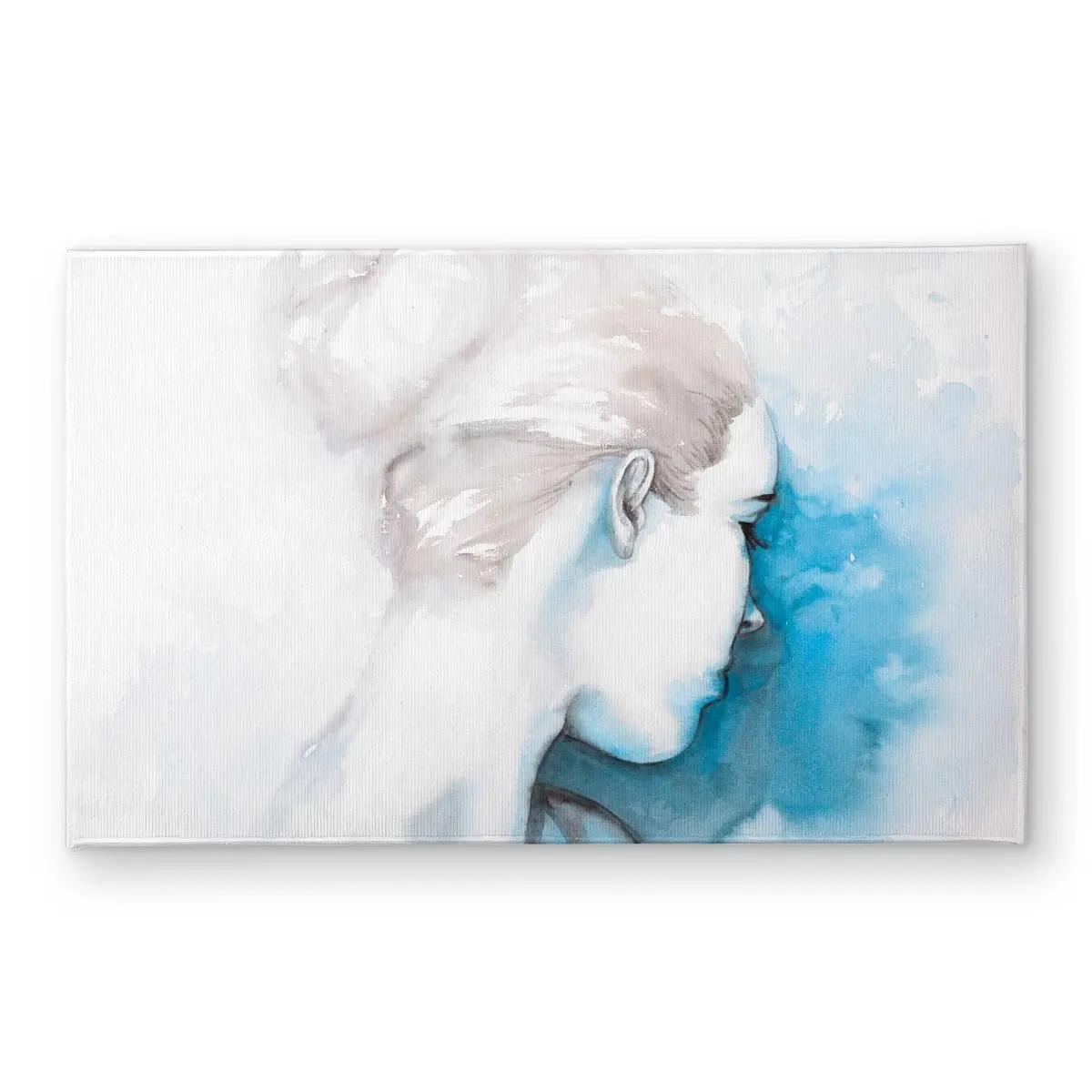Begin Home Decor CODM2134SNEC8A 21 x 34 in. Watercolor Abstract Girl with Hair Bun - Blue Door Mat