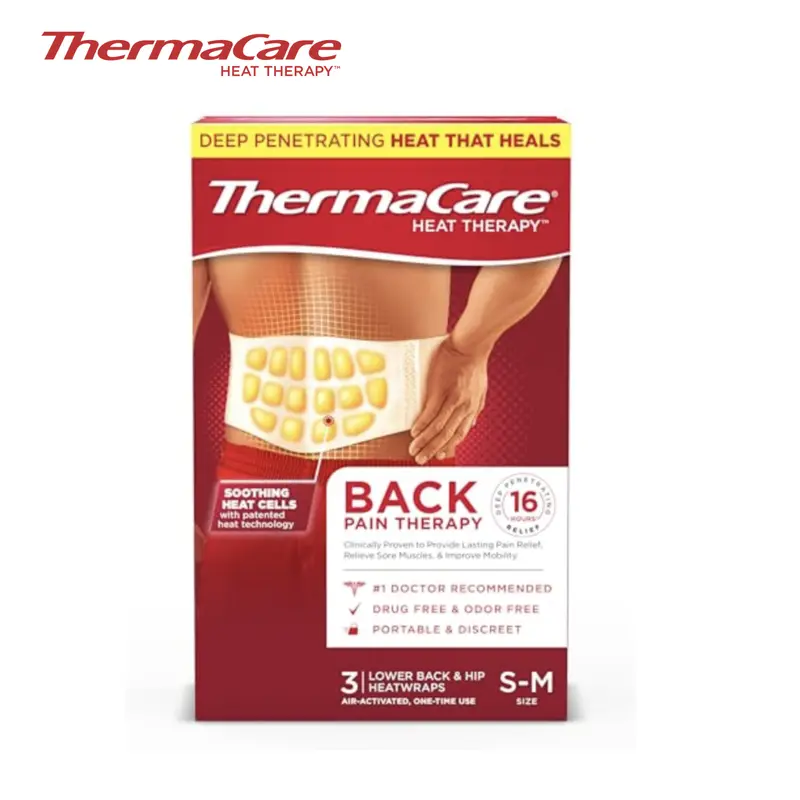 ThermaCare Lower Back & Hip Heat Wraps – Drug-Free Pain Relief, 3 Count