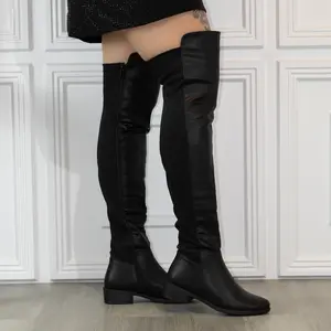 Emma - Over The Knee Boots Classic Black Leather Comfortable Fit Stylish Design for Everyday Wear Women's Footwear