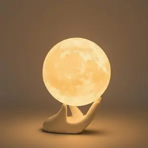 ISUNMEA 3.5 Inch 3D Moon Lamp – Birthday Gifts for Women, Mood Lighting w/Ceramic Base, White Elephant Gifts for Teenage Girls, White/Yellow Touch-Dimmable LED Night Light for Kids Room