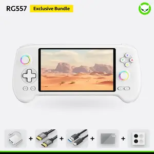 Anbernic RG557 Handheld Console【Buy 1 Get 1 HDMI Cable(8K)+1 Multi-Port Adapter+1 Type-C Cable+Joystick Cap*2 Pairs 】 Android 14 AMOLED Touch Screen 1080*1920 Dimensity 8300 Processor Octa-core CPU Six-axis Gyroscope Sensor Ready to Use Gift Package