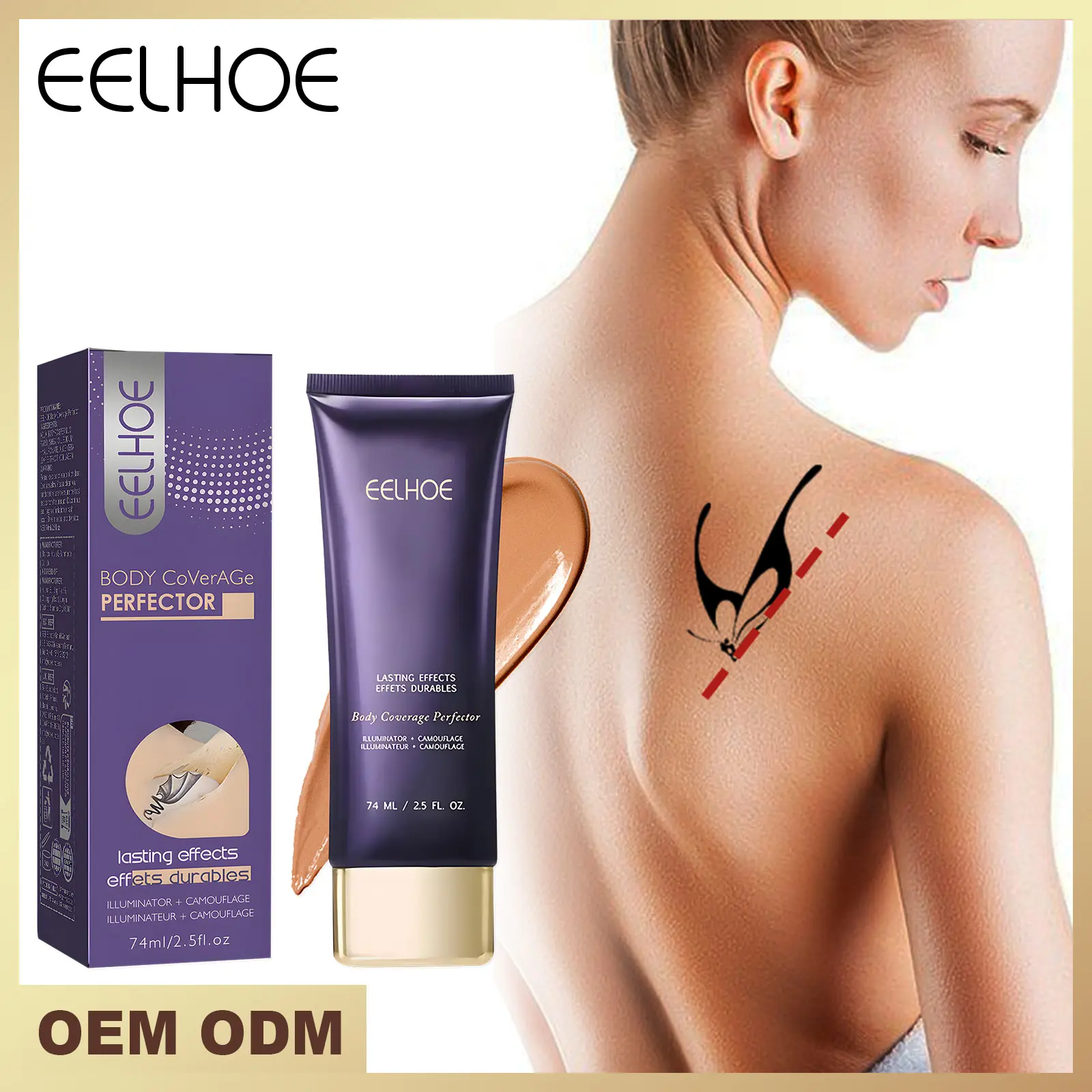 EELHOE Body Coverage Perfector Cosmetic Makeup, Concealer, cover up cream, cover tattoos blemishes scars