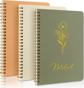 Lanpn 3 Pack 5.5 x 8 Small Aesthetic Spiral Notebooks Journals for Women, 5.5 x 8 College Ruled Cute Notebook with Pocket, A5 Lined Spiral Notebook for Note Taking, Note books for Work School, Set of 3